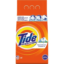 Порошок стиральный автомат Tide Аквапудра Альпийская свежесть 3 кг для белого и цветного белья
