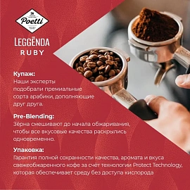 Кофе в зёрнах Poetti Leggenda Ruby арабика 100% 1 кг (пакет)