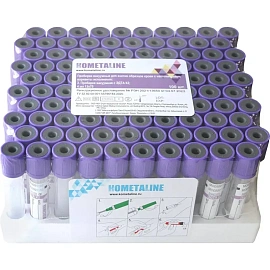 Вакуумные пробирки для крови KOMETALINE с ЭДТА-К2 13x75 мм 4 мл (100 штук в упаковке)