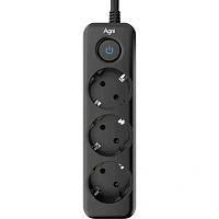 Сетевой фильтр AGNI TP-FD3E-3m-black на 3 розетки 3 метра чёрный