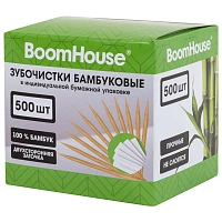Зубочистки бамбуковые 500 шт. в индивидуальной бумажной упаковке, BOOMHOUSE (БУМХАУС), 701953