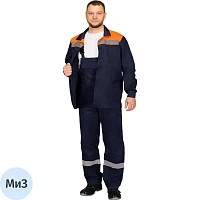 Костюм рабочий летний мужской л16-КПК с СОП синий/оранжевый (размер 44-46, рост 182-188)