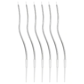 Свечи для торта с держателями MESHU "Wave silver", 15см, 6шт
