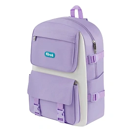 Рюкзак Forst "Lilac-white" 40*28*12см, 1 отделение, 4 кармана, в комплекте: сумка-шоппер, косметичка, пенал, мешочек