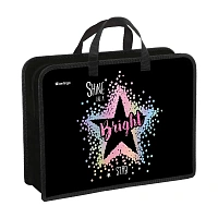 Папка с ручками 1 отделение, А4 Berlingo "Bright star", 340*245*100мм, пластик, на молнии