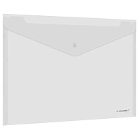 Папка-конверт с кнопкой А4, BRAUBERG "UNIVERSAL", до 100 листов, прозрачная, 0,15 мм, 273070