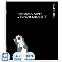 Тетрадь предметная по литературе Феникс+ Коты мемы А5+ 48 листов в линейку TWIN лак