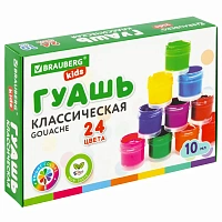Гуашь BRAUBERG KIDS "NEW", 24 цвета по 10 мл, 192370