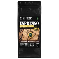 Кофе в зернах WELDAY (ВЭЛДЭЙ) "ESPRESSO БРАЗИЛИЯ САНТОС" 1 кг, арабика 100%, 624401
