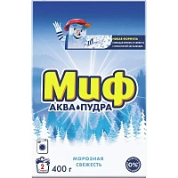 Порошок стиральный для ручной стирки Миф Аква Пудра Морозная свежесть 0.4 кг для белого и цветного белья