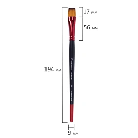 Кисть синтетика, плоская № 10, BRAUBERG PREMIUM, 201019