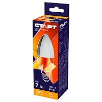 Лампа светодиодная Старт LED, серия "WS" 7W30, тип С "свеча", E14, 2700К, теплый свет, 25000ч