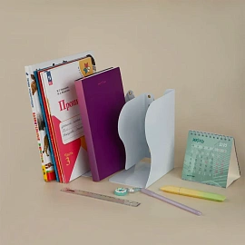 Подставка для книг СТАММ, металлическая, раздвижная, белая, без подставки для карандашей