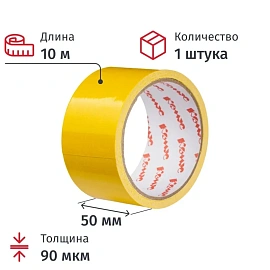 Клейкая лента двухсторонняя монтажная Комус белая на полипропиленовой основе 50 мм x 10 м