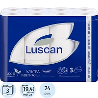 Бумага туалетная Luscan Deluxe 3-слойная белая (24 рулона в упаковке)