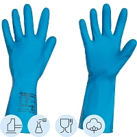 Перчатки латексные Vileda Professional с хлопковым напылением синие (размер 7, S, 174350)