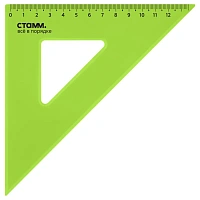 Треугольник 45°, 12см СТАММ, пластиковый, прозрачный, зеленый неон