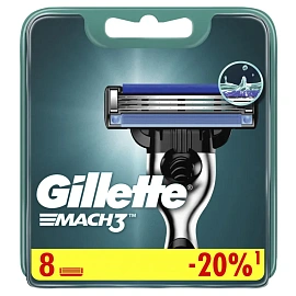 Сменные кассеты для бритья Gillette Mach 3 (8 штук в упаковке)