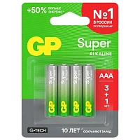 Батарейка GP Super AAA (LR03) 24A алкалиновая, BC4 (промо 3+1)