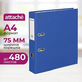 Папка-регистратор Attache 75 мм синяя полипропилен/бумага с защитным уголком