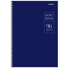 Тетрадь А4 96 л. ОФИСМАГ гребень, клетка, обложка картон, СИНЯЯ, 405634