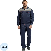 Костюм рабочий летний мужской л01 (л22) с СОП тёмно-синий/светло-серый (размер 112-116 (56-58), рост 170-176)