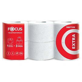 Бумага туалетная Focus Extra 2сл бел 100%цел 48м 6рул/уп_5067596