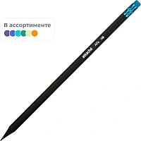 Карандаш чернографитный деревянный HB с ластиком Attache Alfa заточенный чёрный (12 штук в упаковке)