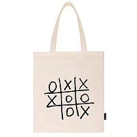 Сумка шоппер BRAUBERG PREMIUM, канвас, 40х35 см, на кнопке, карман, бежевый, "Tic-tac-toe", 271902