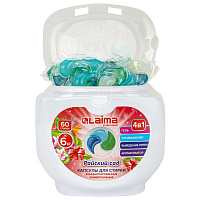 Капсулы для стирки белья большие концентрат 4 в 1, с кондиционером, "Райский сад", 60 шт., LAIMA, 608876