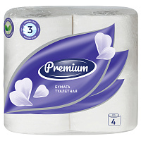 Бумага туалетная OfficeClean "Premium" 3-слойная, 4шт., тиснение, белая фото Бумага туалетная OfficeClean "Premium" 3-слойная, 4шт., тиснение, белая