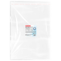 Пакеты БОПП с клеевым клапаном, КОМПЛЕКТ 100 штук, 30х40 + 4 см, 30 мкм, с усиленным швом, BRAUBERG, 700410