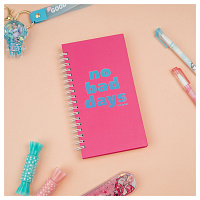 Записная книжка 95*175мм 96л. на гребне MESHU "No bad days", матовая ламинация, твердая обложка, выборочный УФ-лак фото Записная книжка 95*175мм 96л. на гребне MESHU "No bad days", матовая ламинация, твердая обложка, выборочный УФ-лак