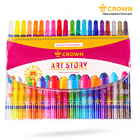 Карандаши восковые Crown "ArtStory", 20цв., выкручивающийся стержень, ПВХ, европодвес фото Карандаши восковые Crown "ArtStory", 20цв., выкручивающийся стержень, ПВХ, европодвес