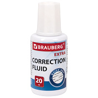 Корректирующая жидкость BRAUBERG EXTRA быстросохнущая, 20 мл, с кисточкой, 229397 фото Корректирующая жидкость BRAUBERG EXTRA быстросохнущая, 20 мл, с кисточкой, 229397