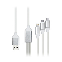Кабель Smartbuy 3в1 универсальный, Micro-USB/Lightning/Type C, 1,2м, белый фото Кабель Smartbuy 3в1 универсальный, Micro-USB/Lightning/Type C, 1,2м, белый