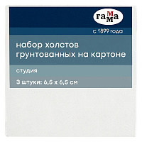 Набор холстов на картоне Гамма "Студия", 3шт., 6,5*6,5см, 100% хлопок, 280г/м2, мелкое зерно фото Набор холстов на картоне Гамма "Студия", 3шт., 6,5*6,5см, 100% хлопок, 280г/м2, мелкое зерно
