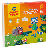 Пластилин Мульти-Пульти "Енот в лесу", 12 цветов, 180г, восковой, со стеком, картон, европодвес
