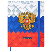 Дневник 1-11 класс 48 л., твердый, BRAUBERG, матовая ламинация, резинка, закладка-ляссе, с подсказом, "Герб", 107238