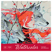 Планшет для акварели, 20л., 200*200, ArtSpace"Девушка с волками", 200г/м2, ГОЗНАК, среднее зерно фото Планшет для акварели, 20л., 200*200, ArtSpace"Девушка с волками", 200г/м2, ГОЗНАК, среднее зерно