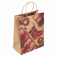 Пакет подарочный КОМПЛЕКТ 10 штук, новогодний, 26x13x32 см, "Christmas Kraft", ЗОЛОТАЯ СКАЗКА, 591961 фото Пакет подарочный КОМПЛЕКТ 10 штук, новогодний, 26x13x32 см, "Christmas Kraft", ЗОЛОТАЯ СКАЗКА, 591961
