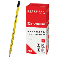 Карандаш чернографитный BRAUBERG, 1 шт., "Смайлики", НВ, c ластиком, корпус желтый, заточенный, 180654