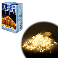 Электрогирлянда-бахрома уличная 25х0,7 м, 400 LED, тёплый белый, 220 V, контроллер, ЗОЛОТАЯ СКАЗКА, 592551