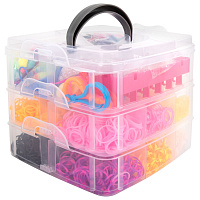 Набор резинок для плетения украшений 3 000 шт., 15 цветов, бокс, бусины, станок, BAMBOX, 665976