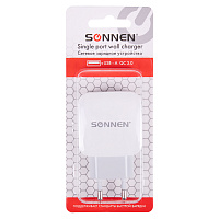 Зарядное устройство быстрое сетевое (220 В) SONNEN, USB QC 3.0 18 Вт, 3 А, белое, 455506 фото Зарядное устройство быстрое сетевое (220 В) SONNEN, USB QC 3.0 18 Вт, 3 А, белое, 455506