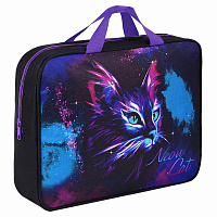 Папка на молнии с ручками BRAUBERG А4, 1 отделение, полиэстер, 80 мм, "Neon cat", 271482 фото Папка на молнии с ручками BRAUBERG А4, 1 отделение, полиэстер, 80 мм, "Neon cat", 271482