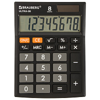 Калькулятор настольный BRAUBERG ULTRA-08-BK, КОМПАКТНЫЙ (154x115 мм), 8 разрядов, двойное питание, ЧЕРНЫЙ, 250507 фото Калькулятор настольный BRAUBERG ULTRA-08-BK, КОМПАКТНЫЙ (154x115 мм), 8 разрядов, двойное питание, ЧЕРНЫЙ, 250507