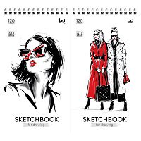 Скетчбук 40л.,105*195, BG "Fashion", на гребне, 120г/м2 фото Скетчбук 40л.,105*195, BG "Fashion", на гребне, 120г/м2