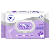 Полотенца влажные Salfeti Universal, 60шт., очищающие, универсальные, с пластиковым клапаном фото Полотенца влажные Salfeti Universal, 60шт., очищающие, универсальные, с пластиковым клапаном