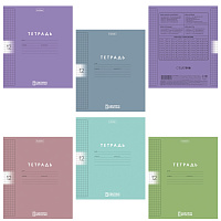 Тетрадь обложка пластик, 12 л., клетка, HATBER, Color Set (микс в спайке), 092025, 12Т5В1пл